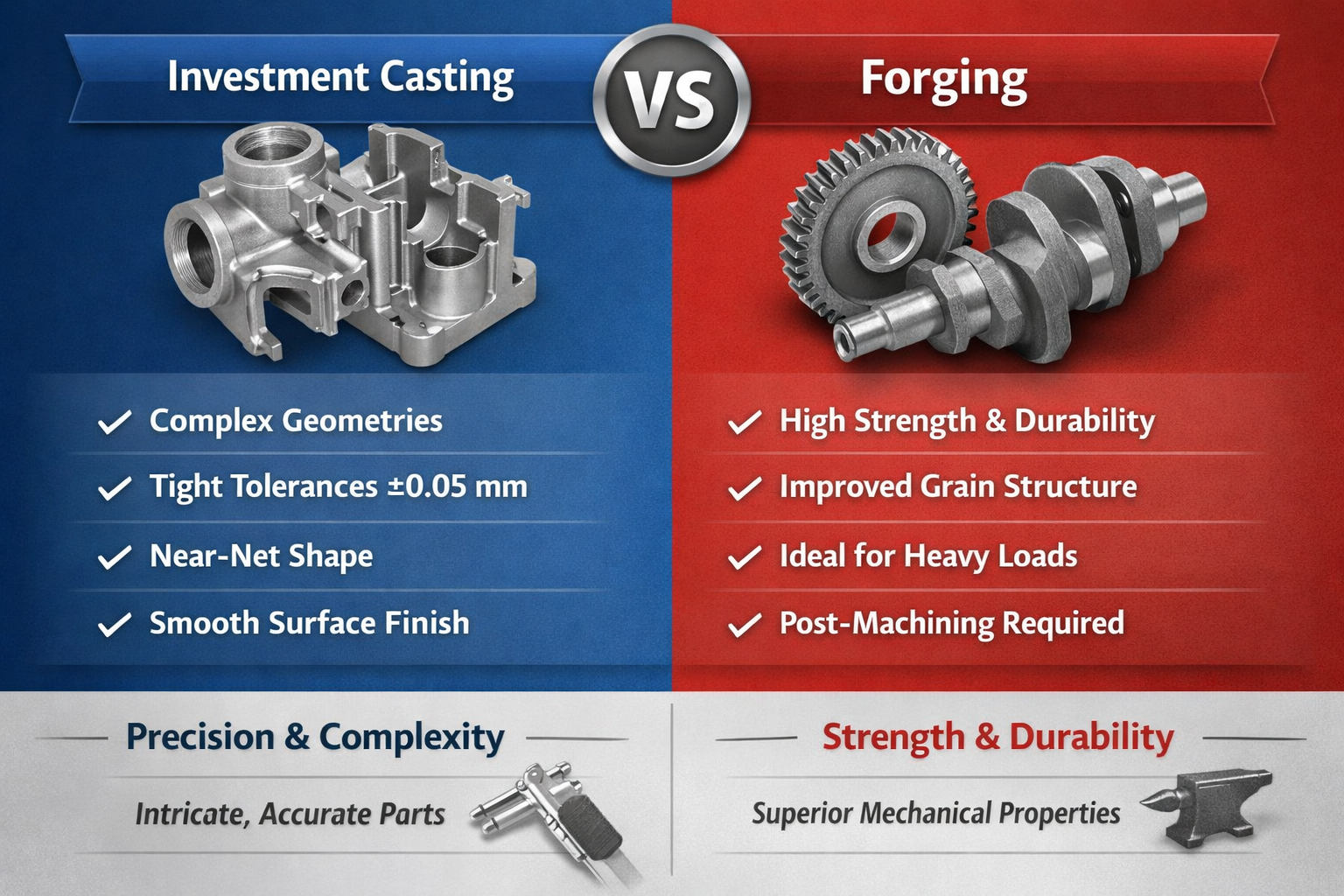 Investment Casting vs Forging: Choosing the Right Manufacturing Process